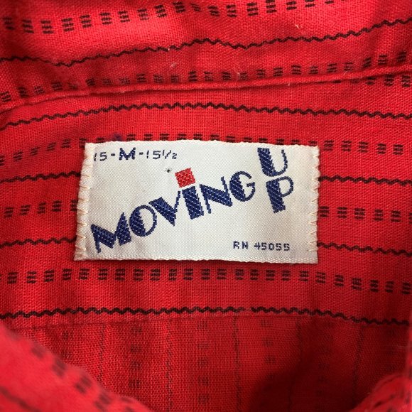 Moving Up Vtg 80s Retro Red Black Geometric Shirt - Picture 2 of 4
